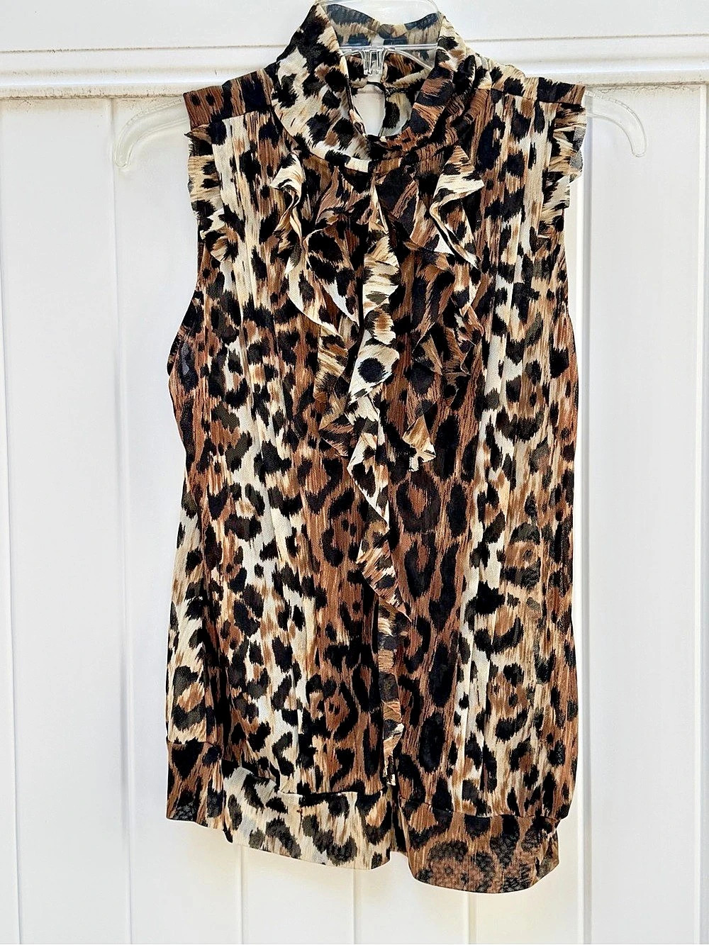 The Limited Leopard Print Ruffle Blouse in Brown & Black Like New